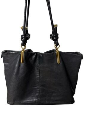 Chloe Black Leather Shoulder Tote with Gold Hardware